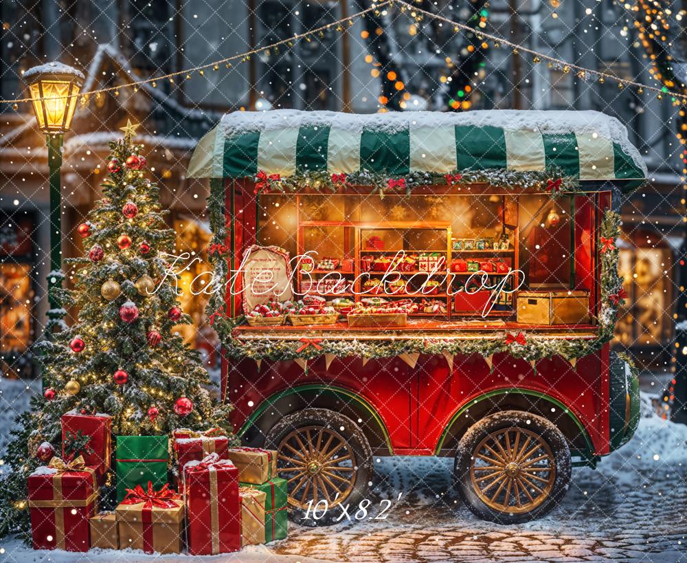 Kate Weihnachten Marktstand Geschenke Schnee Hintergrund Entworfen von Emetselch - Kate Backdrop.de