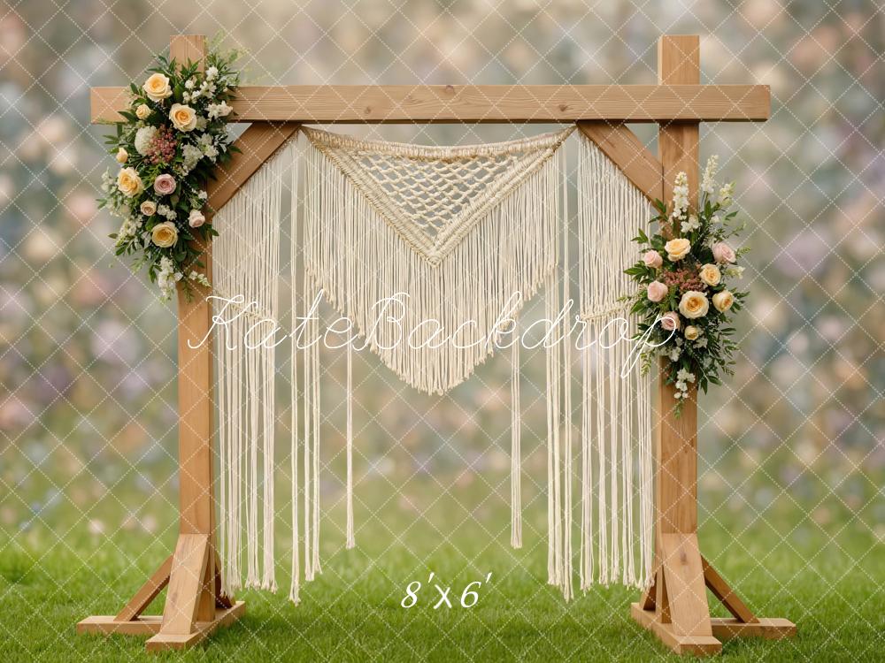 Kate Hochzeit Makramee Blumenbogen Boho Hintergrund Entworfen von Mini MakeBelieve - Kate Backdrop.de