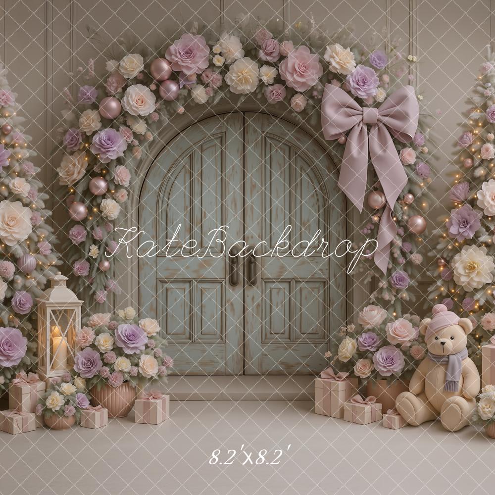 Kate Weihnachten Tür Blumen Pastell Hintergrund Entworfen von Ashley Paul - Kate Backdrop.de
