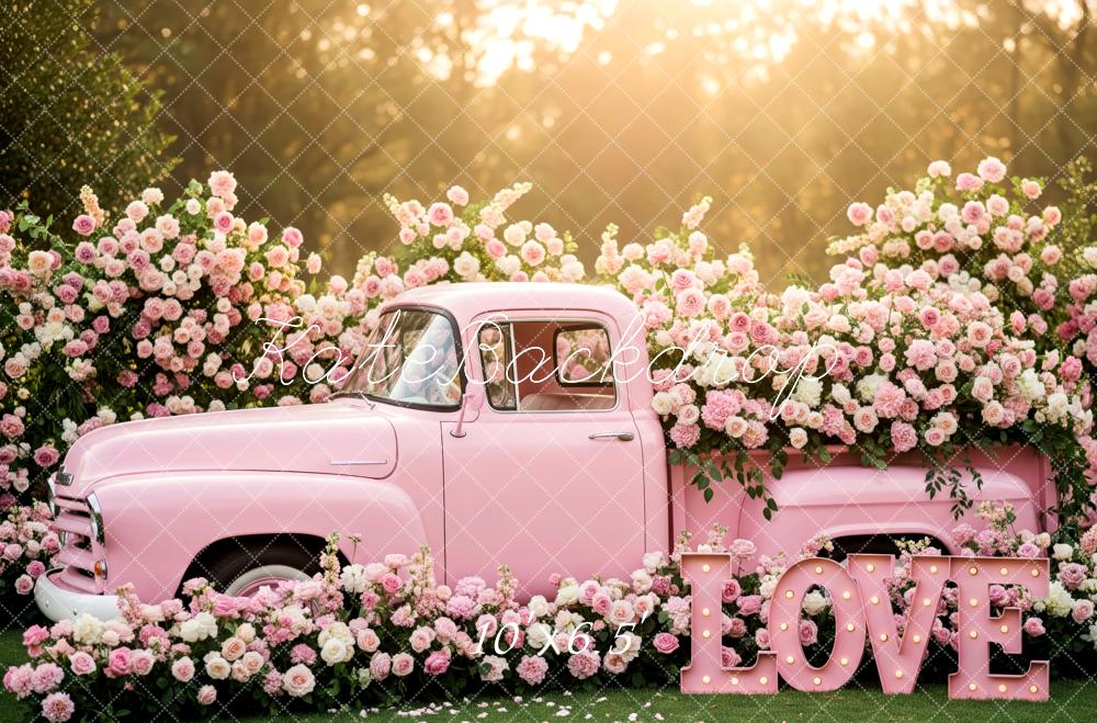 Kate Valentinstag Rosa Oldtimer Blumen Romantik Hintergrund Entworfen von Patty Roberts