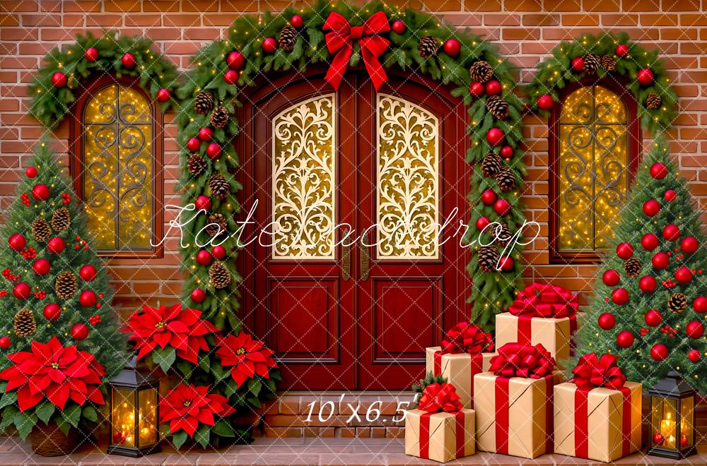 Kate Weihnachten Tür Geschenke Rot Hintergrund Entworfen von Mini MakeBelieve - Kate Backdrop.de