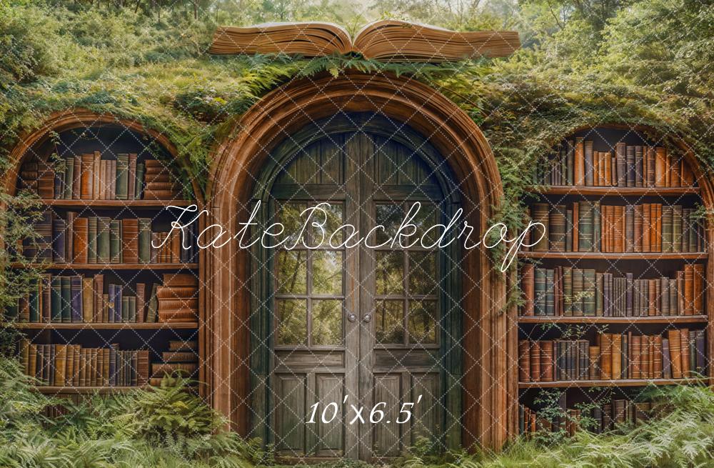 Kate Märchenwald Bücherregal Tür Grün Hintergrund Entworfen von Emetselch