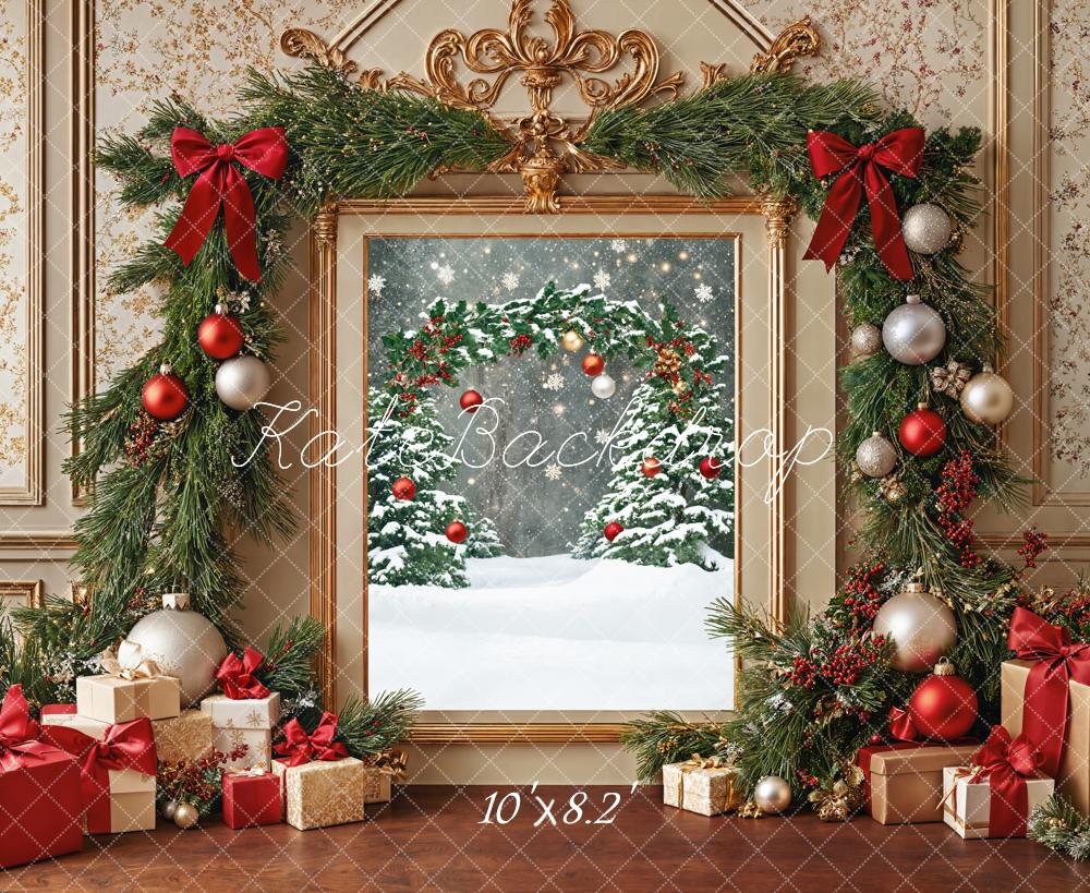 Kate Weihnachten Geschenke Girlande Klassisch Hintergrund Entworfen von Emetselch