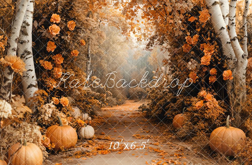 Kate Herbst Kürbisse Blumenweg Orange Hintergrund Entworfen von Emetselch