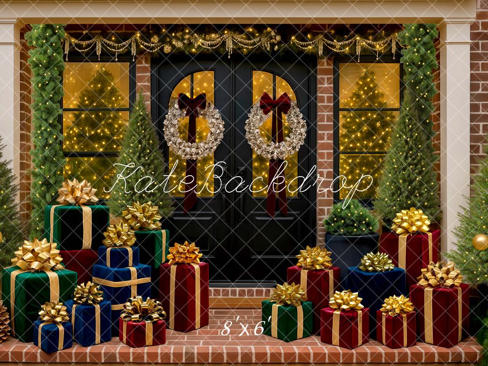 Kate Weihnachten Geschenke Tür Girlande Hintergrund Entworfen von Mini MakeBelieve - Kate Backdrop.de