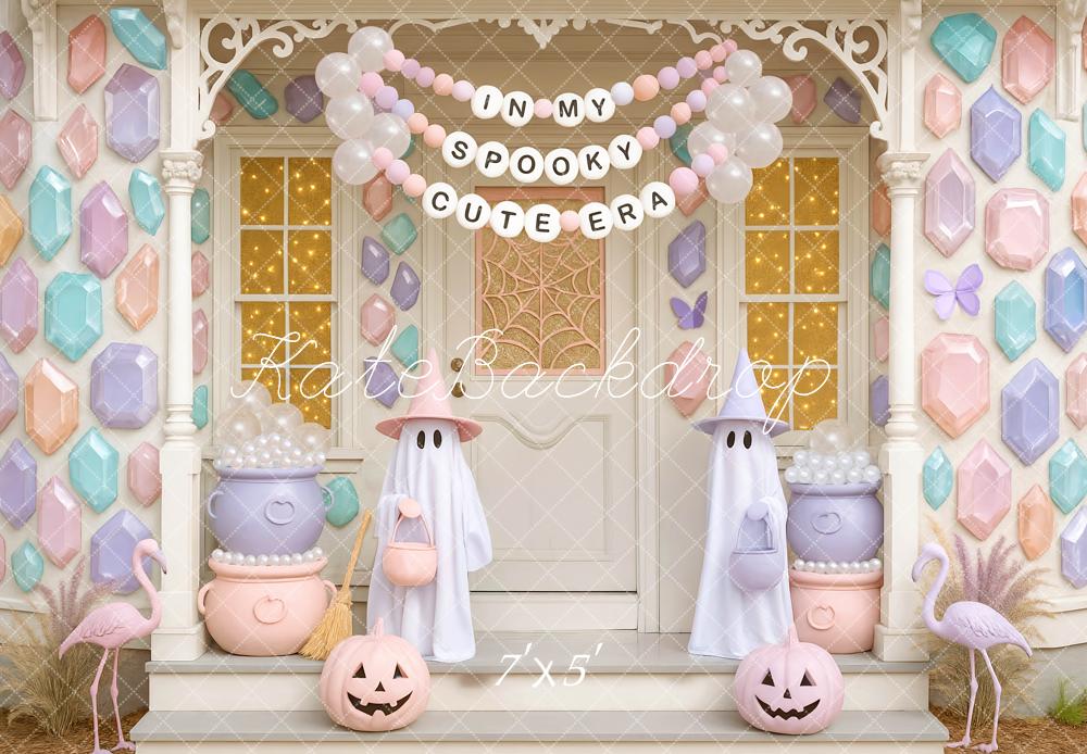 Kate Halloween Pastell Geister Kürbisse Hintergrund Entworfen von Mini MakeBelieve - Kate Backdrop.de