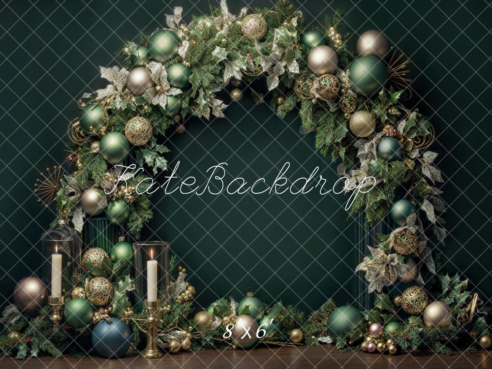 Kate Weihnachten Bogen Kugeln Grün Hintergrund Entworfen von Emetselch