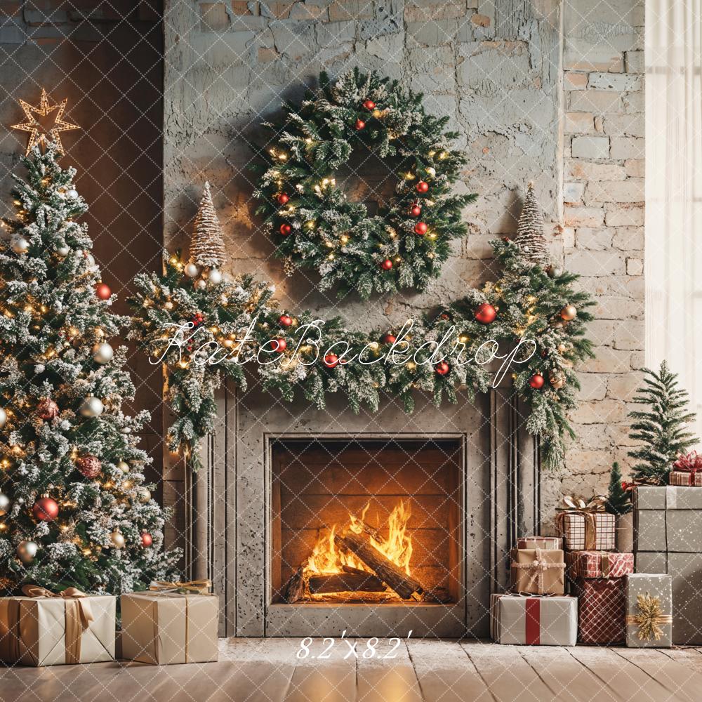Kate Weihnachten Baum Kamin Geschenke Hintergrund Entworfen von Emetselch