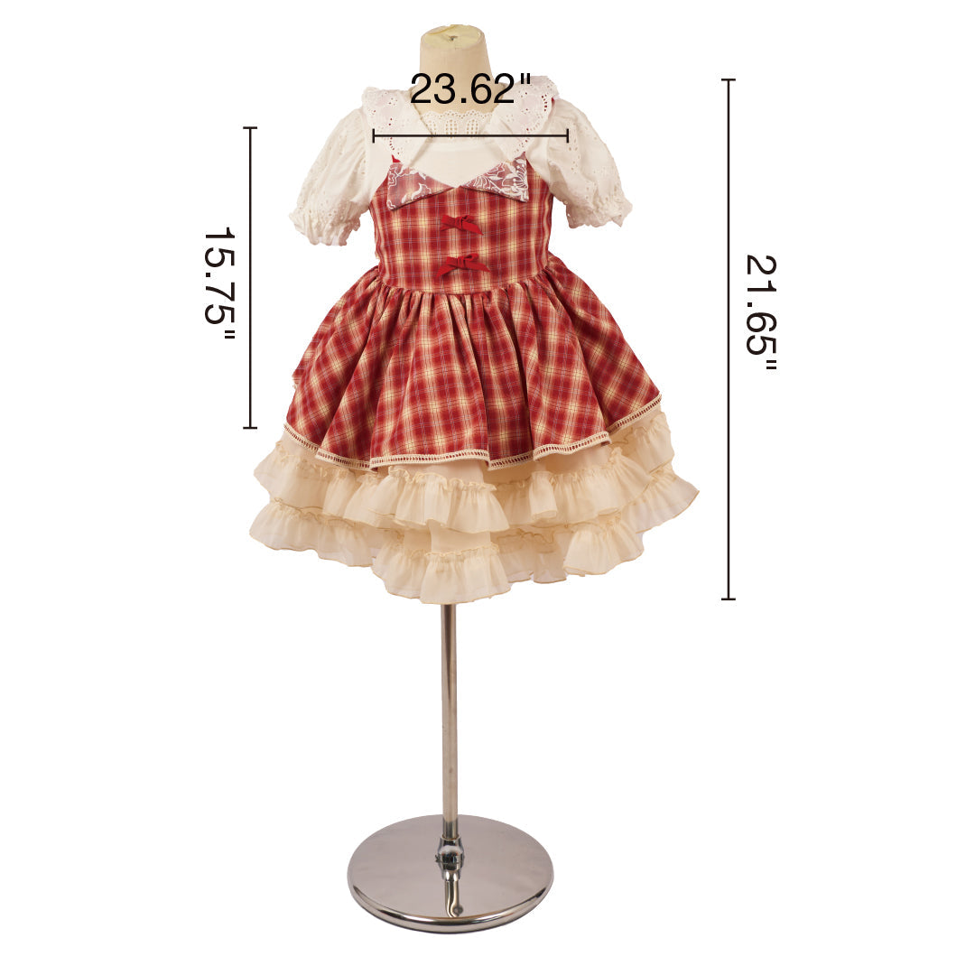 Kate Erdbeerrotes Kariertes Französisches Bankett-Kinderkleid für Fotografie - Kate Backdrop.de