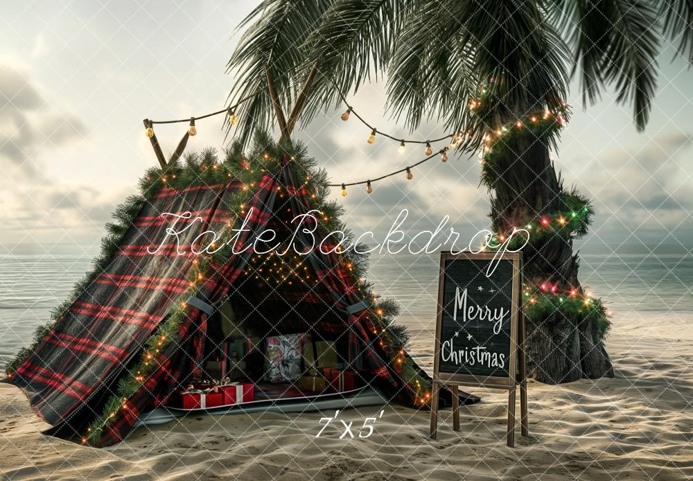 Kate Weihnachten Palmen Zelt Strand Hintergrund Entworfen von Kerry Anderson - Kate Backdrop.de