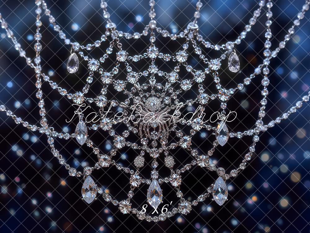 Kate Glamour Spinnennetz Kristalle Blau Hintergrund Entworfen von Mini MakeBelieve - Kate Backdrop.de