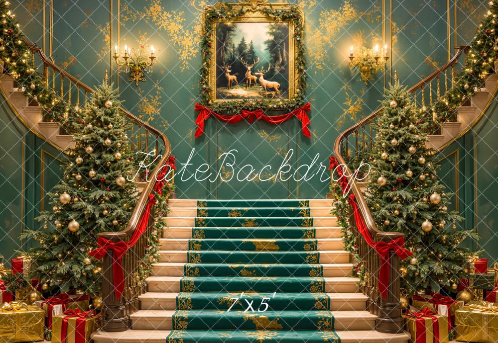 Kate Weihnachten Treppe Weihnachtsbaum Geschenkboxen Hintergrund Entworfen von Emetselch - Kate Backdrop.de