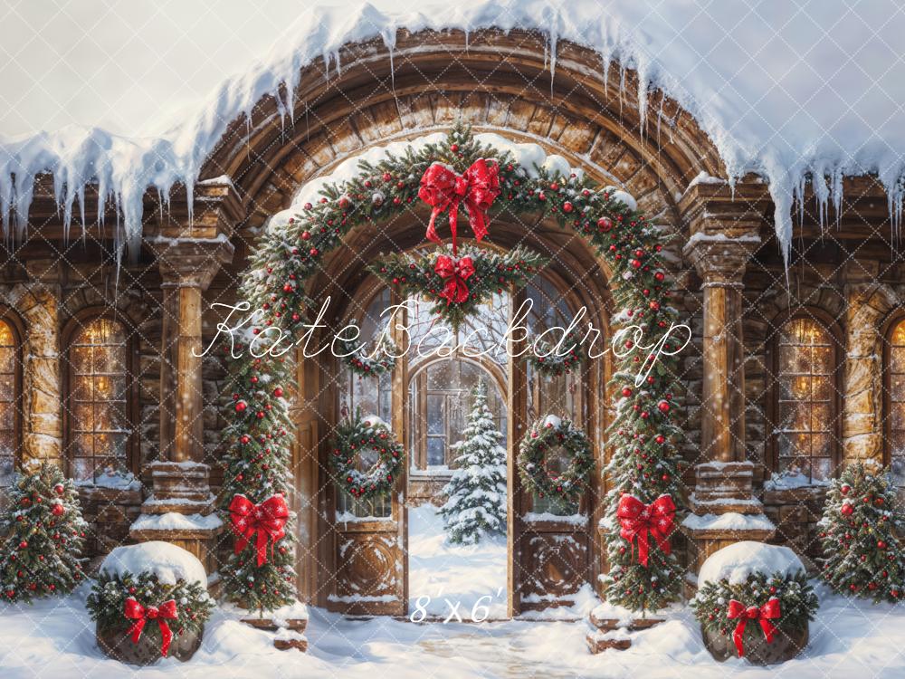 Kate Weihnachten Torbogen Girlande Schnee Hintergrund Entworfen von GQ - Kate Backdrop.de