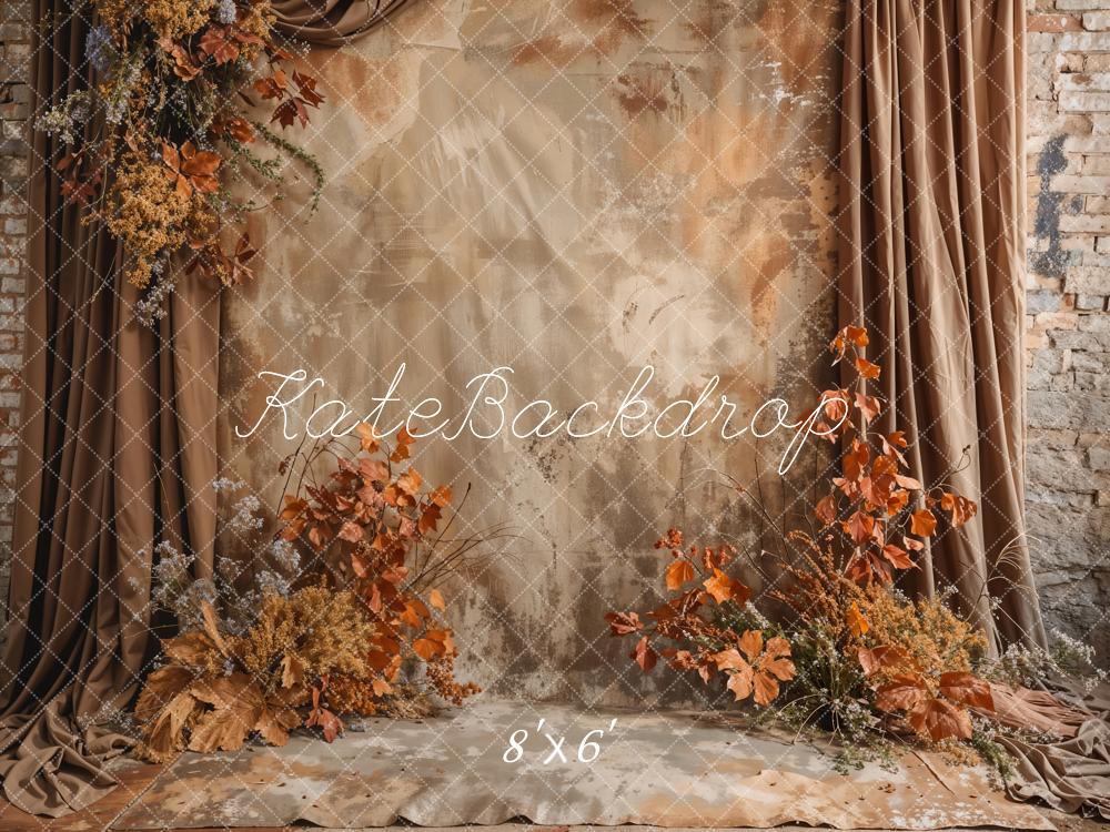 Kate Herbst Braun Trockenblumen Vorhang Hintergrund Entworfen von Emetselch - Kate Backdrop.de