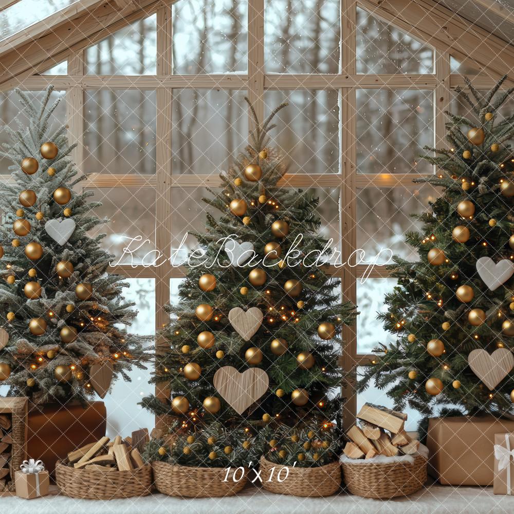 Kate Weihnachten Tannenbäume Geschenke Rustikal Hintergrund Entworfen von Mini MakeBelieve - Kate Backdrop.de