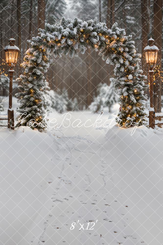 Kate Winter Tannenbogen Schneewald Fleece Hintergrund Entworfen von Emetselch - Kate Backdrop.de
