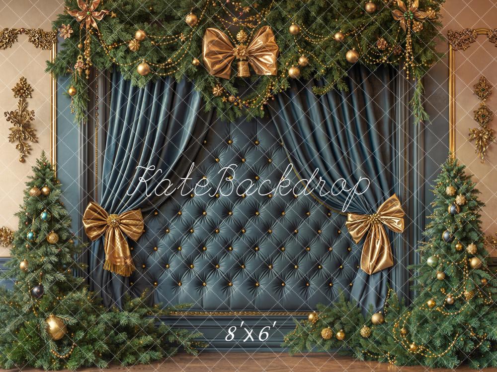 Kate Weihnachten Tannen Bogen Gold Hintergrund Entworfen von Emetselch - Kate Backdrop.de