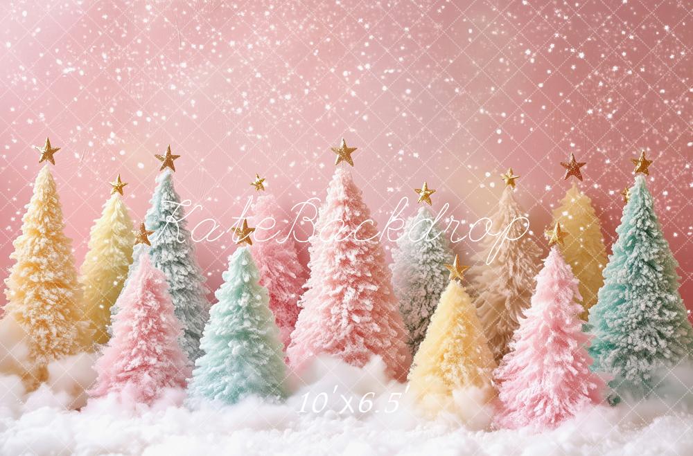 Kate Weihnachten Pastell Tannen Glitzer Hintergrund Entworfen von Patty Roberts