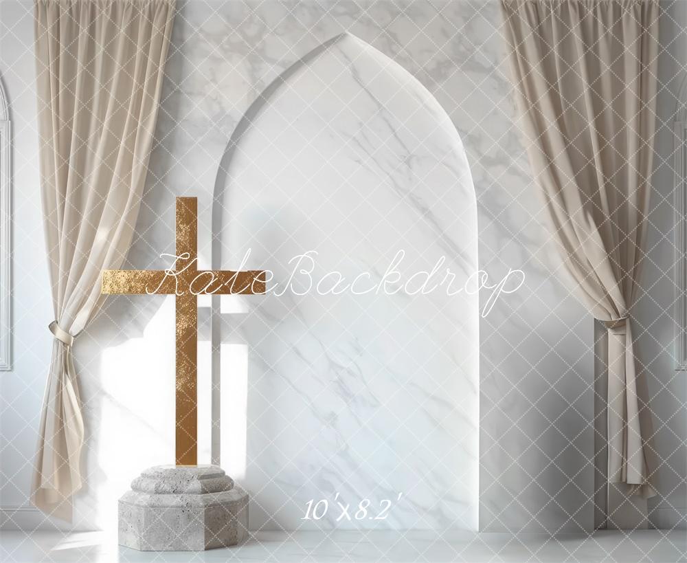 Kate Kirche Kreuz Fenster Marmor Hintergrund Entworfen von Mini MakeBelieve