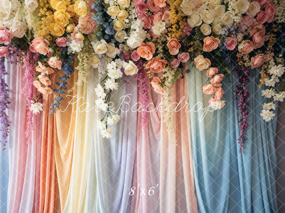 Kate Blumen Vorhang Pastell Romantisch Hintergrund Entworfen von Emetselch - Kate Backdrop.de