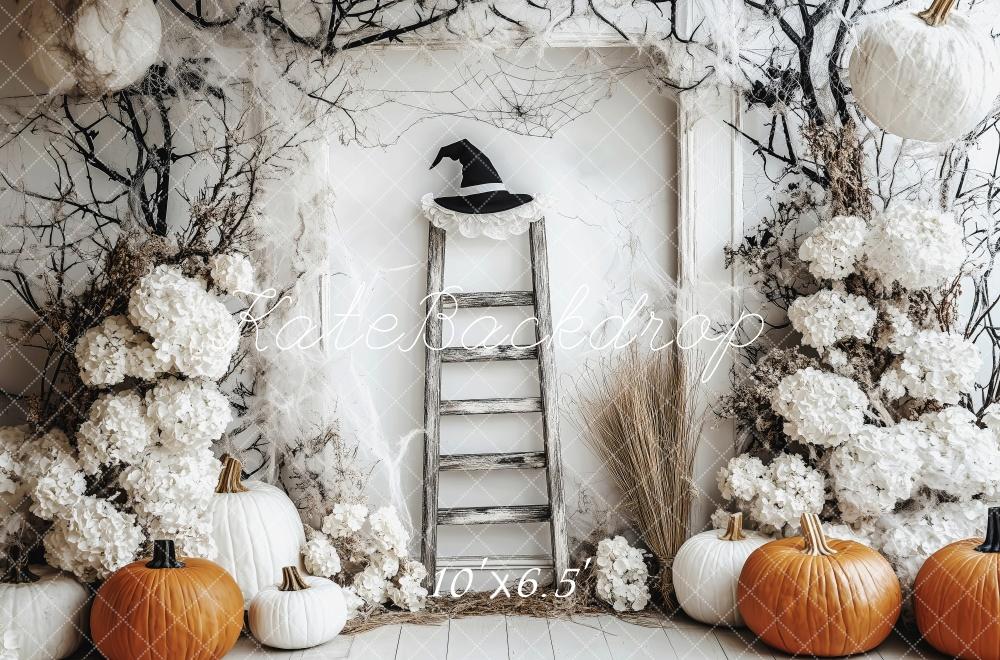 Kate Halloween Kürbisse Blumen Vintage Hintergrund Entworfen von Patty Roberts - Kate Backdrop.de