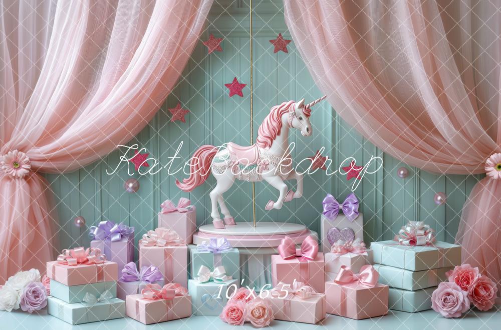 Kate Geburtstag Einhorn Geschenke Pastell Hintergrund Entworfen von Mini MakeBelieve - Kate Backdrop.de