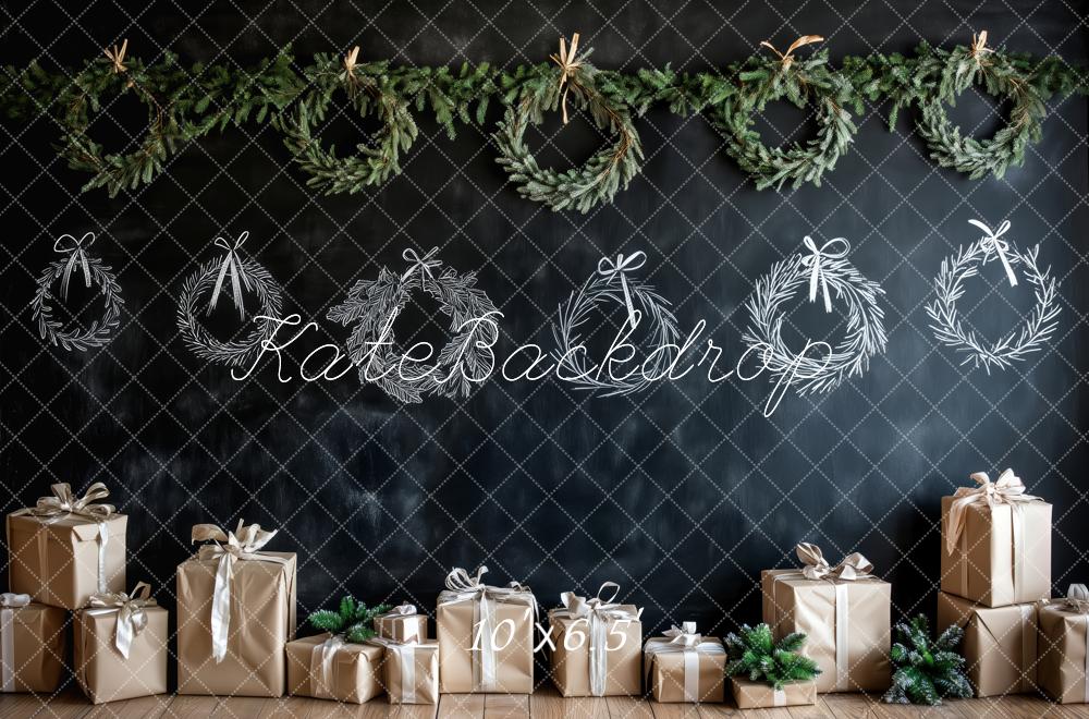 Kate Weihnachten Kränze Geschenke Tafel Hintergrund Entworfen von Patty Roberts - Kate Backdrop.de