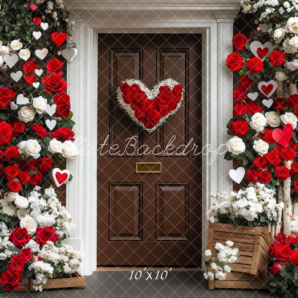 Kate Valentinstag Rosen Herzen Braun Hintergrund Entworfen von Mini MakeBelieve