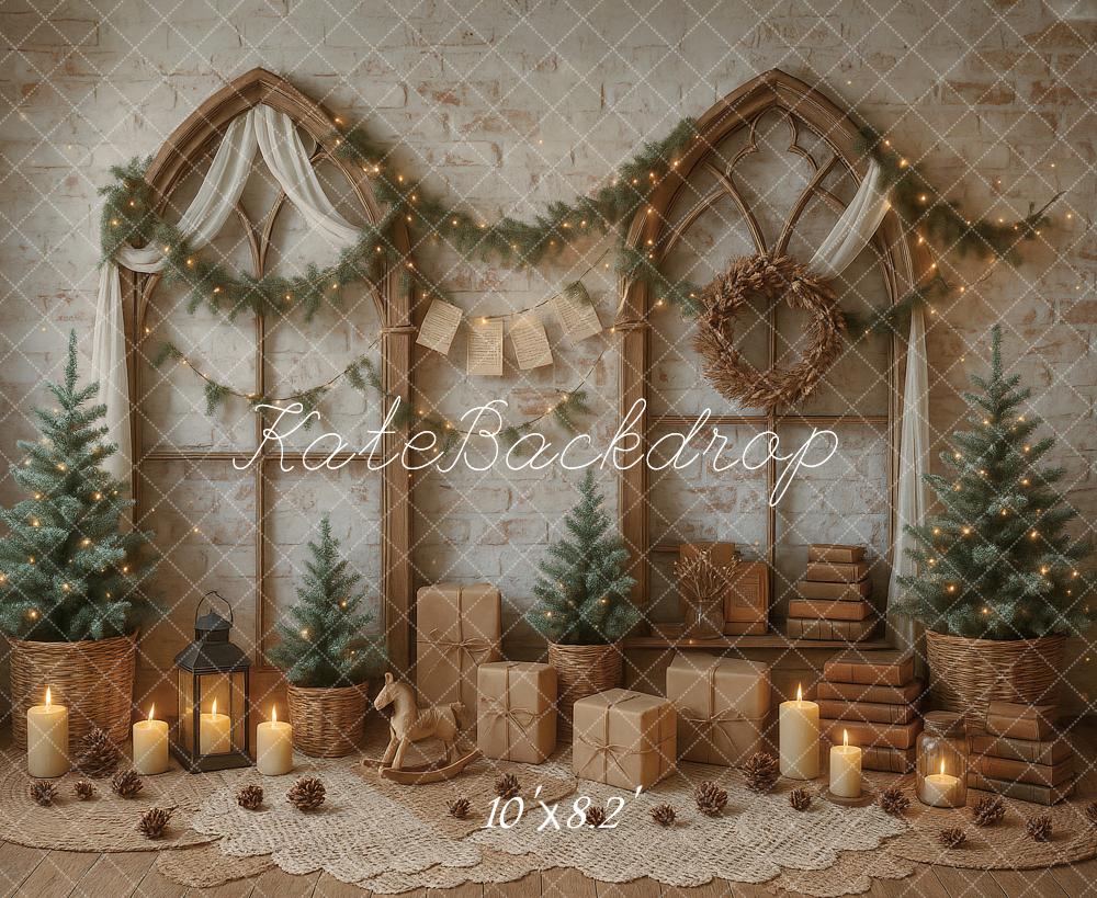 Kate Weihnachten Tannen Geschenke Vintage Hintergrund Entworfen von Ashley Paul - Kate Backdrop.de