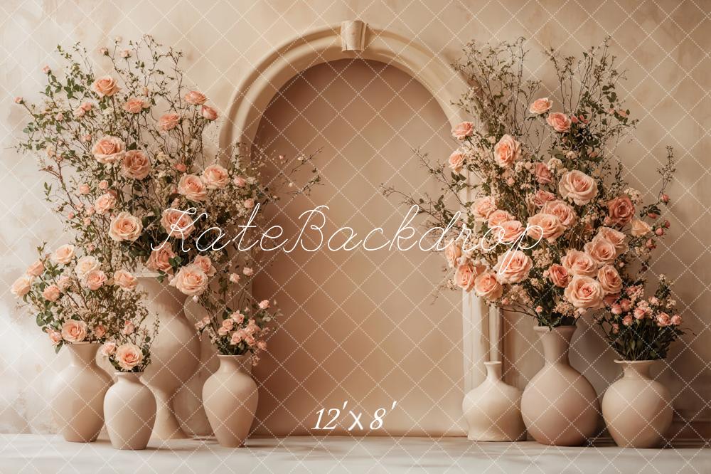 Kate Blumenbogen Rosen Vasen Pastell Fleece Hintergrund Entworfen von Emetselch