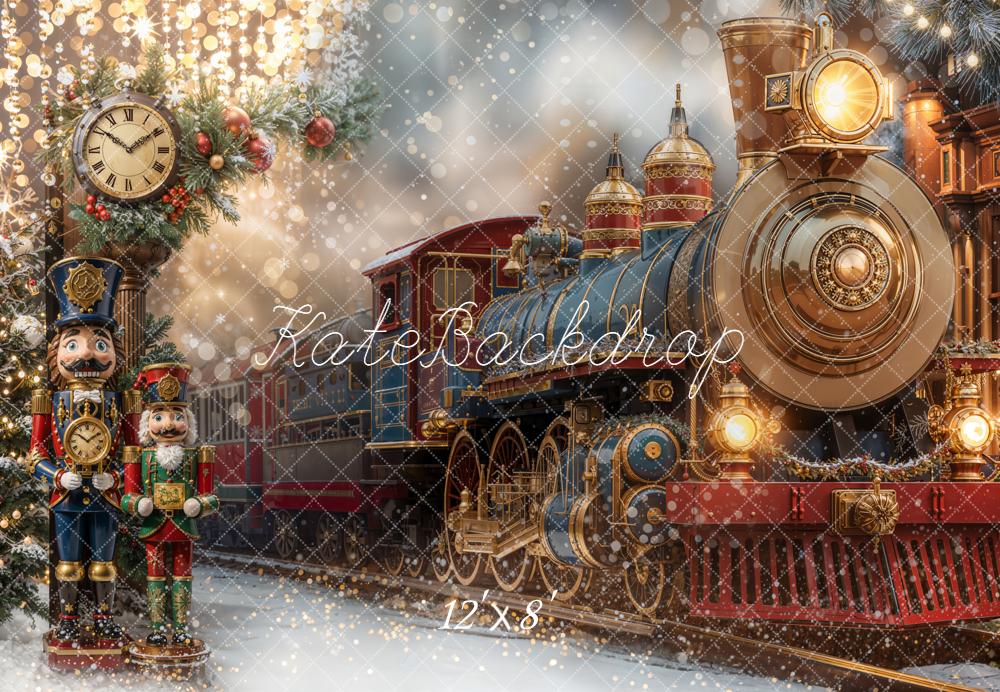 Kate Weihnachten Eisenbahn Nussknacker Vintage Hintergrund Entworfen von Emetselch - Kate Backdrop.de