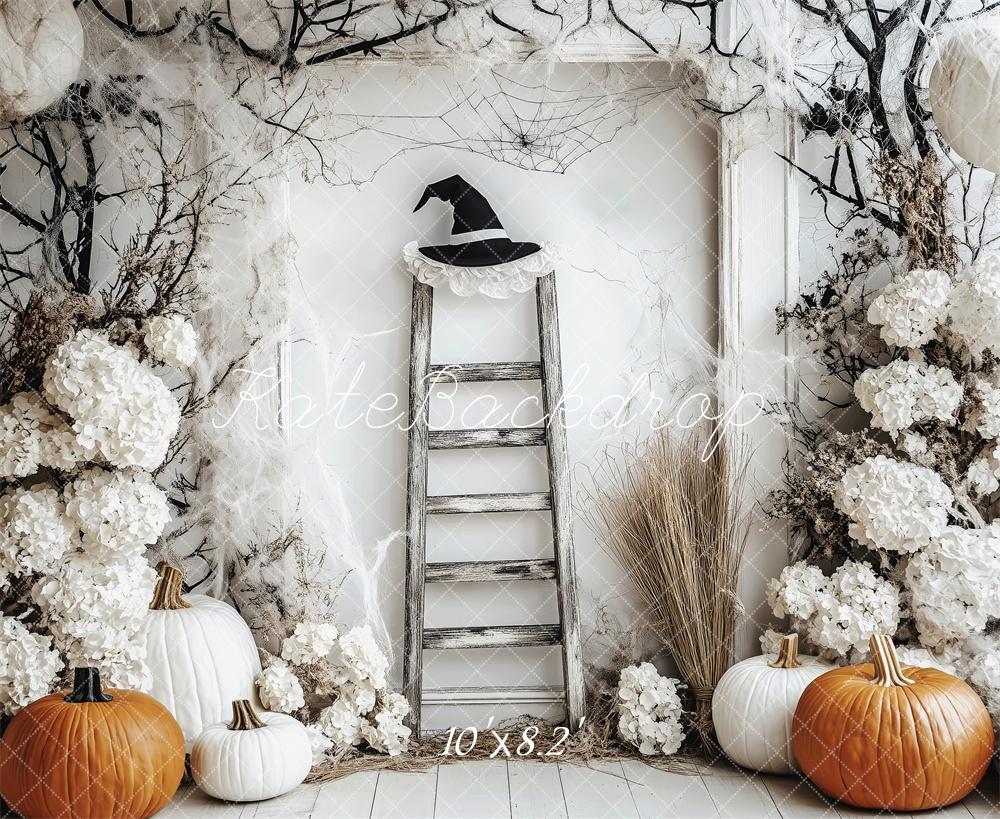 Kate Halloween Kürbisse Blumen Vintage Hintergrund Entworfen von Patty Roberts - Kate Backdrop.de