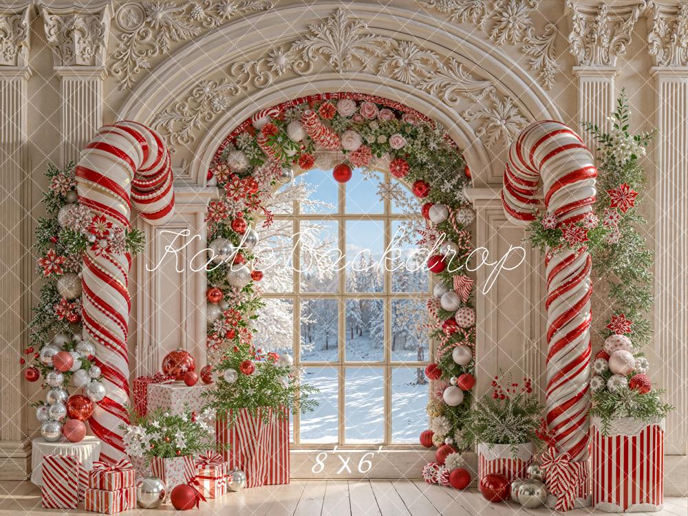Kate Weihnachten Zuckerstangen Geschenke Rot Weiß Hintergrund Entworfen von Emetselch - Kate Backdrop.de