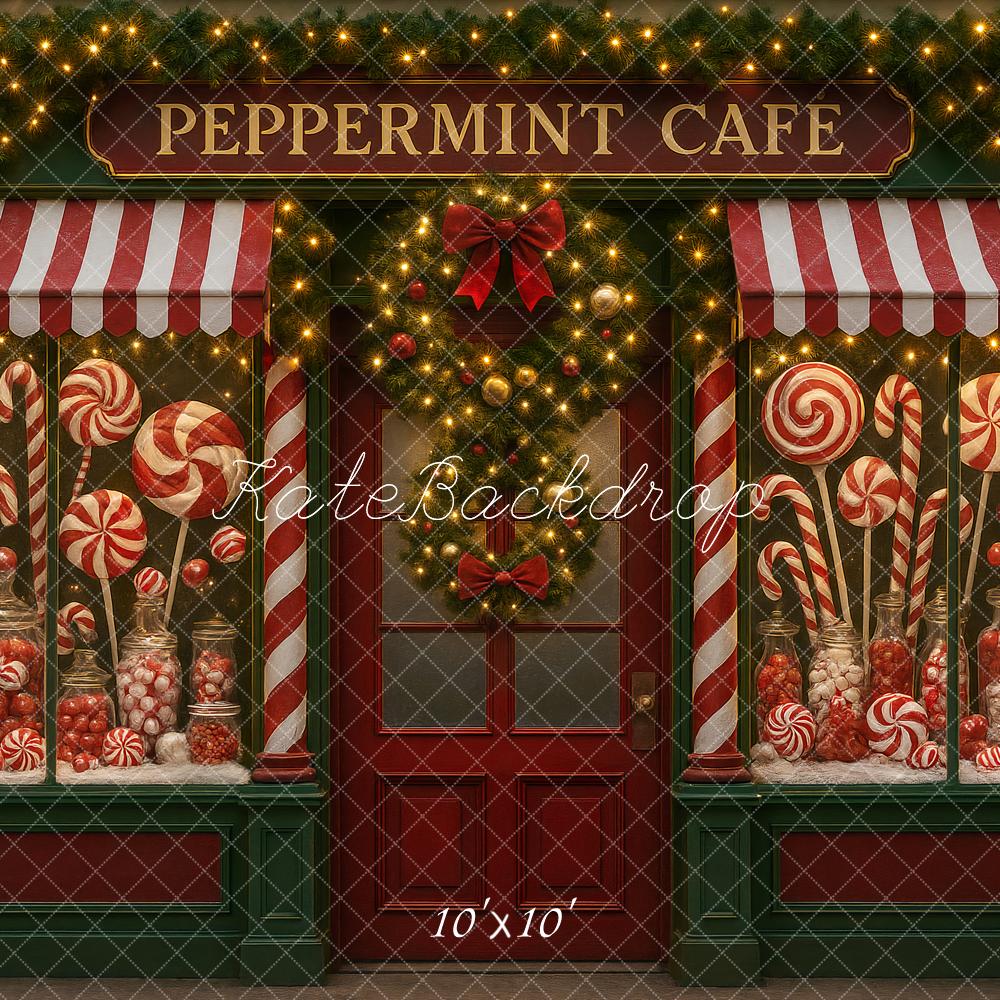 Kate Weihnachten Zuckerstangen Café Rot Weiß Hintergrund Entworfen von Ashley Paul