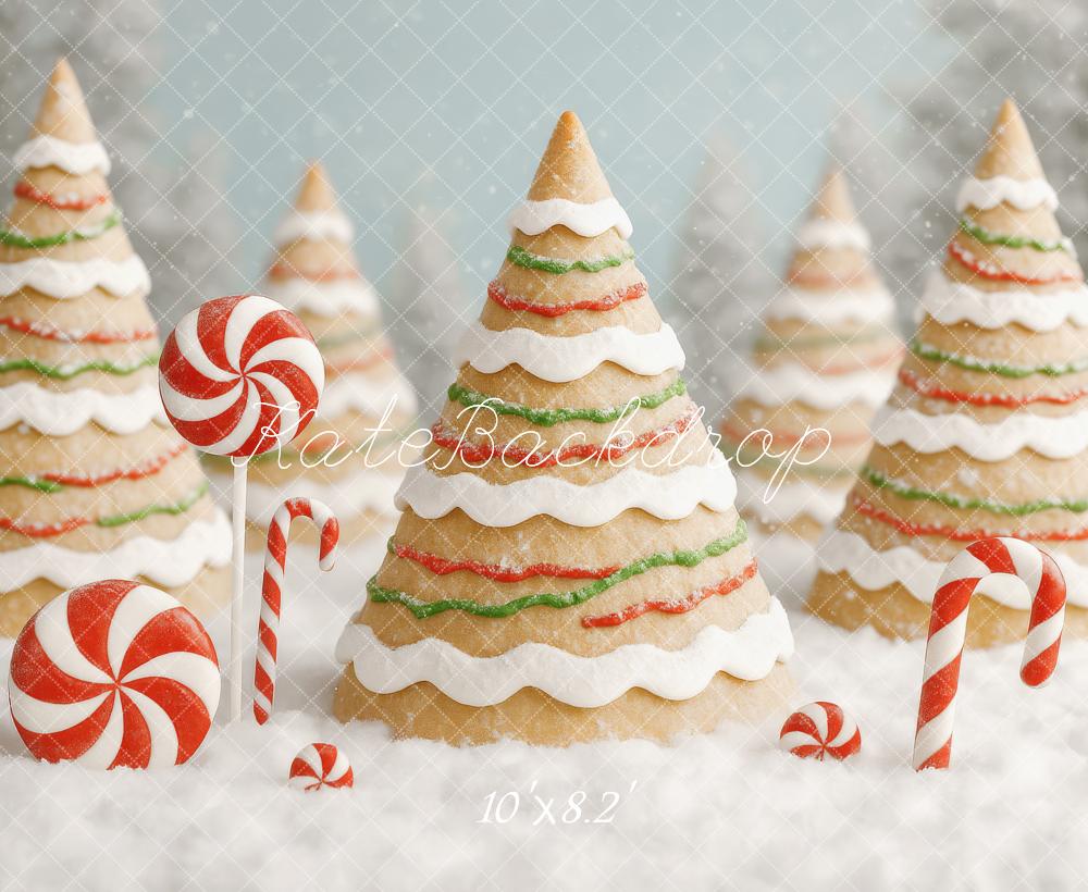 Kate Weihnachten Keksbäume Zuckerstangen Winter Hintergrund Entworfen von Patty Roberts - Kate Backdrop.de