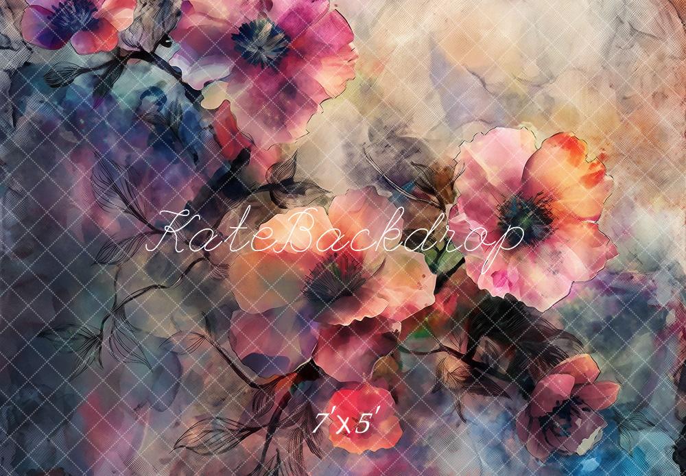 Kate Blumen Zweige Aquarell Hintergrund Entworfen von Kerry Anderson - Kate Backdrop.de