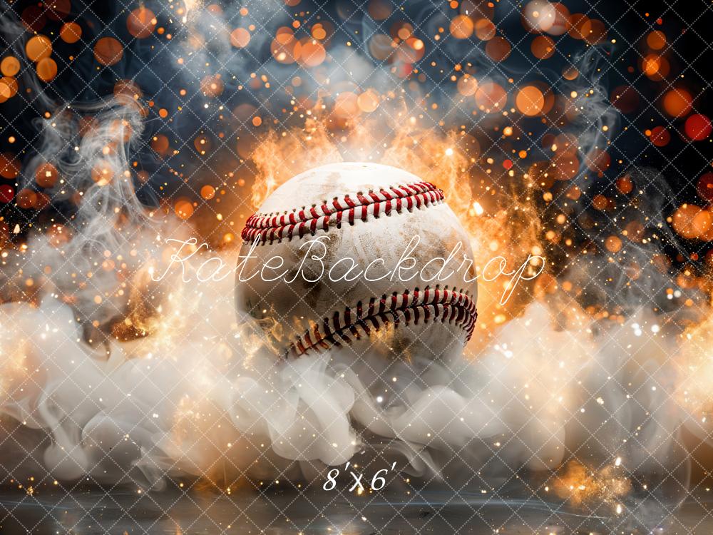 Kate Baseball Feuer Rauch Orange Hintergrund Entworfen von Emetselch - Kate Backdrop.de