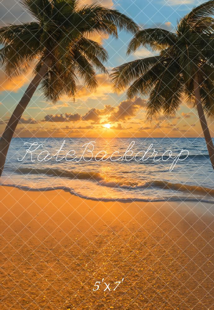 Kate Sommer Palmen Strand Sonnenuntergang Hintergrund Entworfen von Emetselch - Kate Backdrop.de