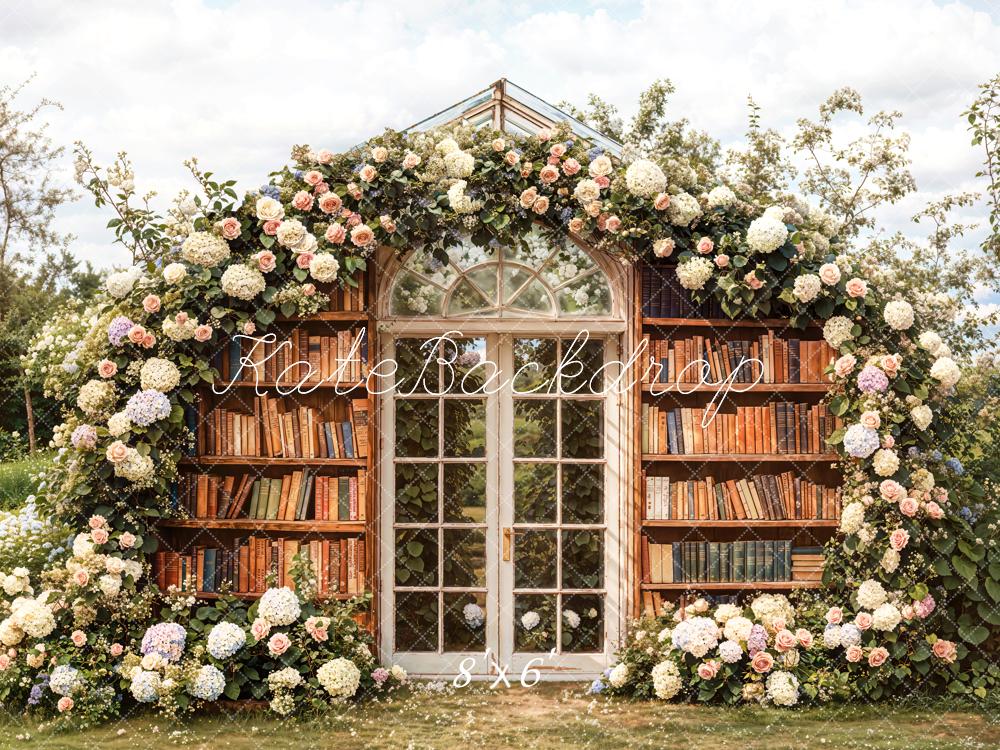 Kate Garten Blumen Bücherregal Romantisch Hintergrund Entworfen von Emetselch - Kate Backdrop.de