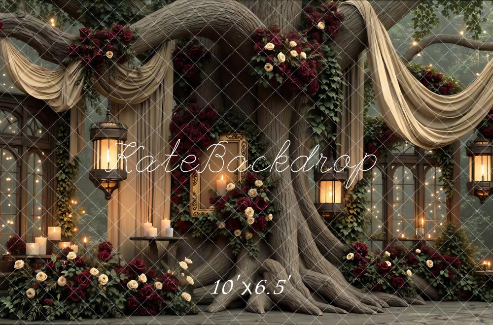 Kate Hochzeit Baum Fenster Rosen Vintage Hintergrund Entworfen von Mini MakeBelieve