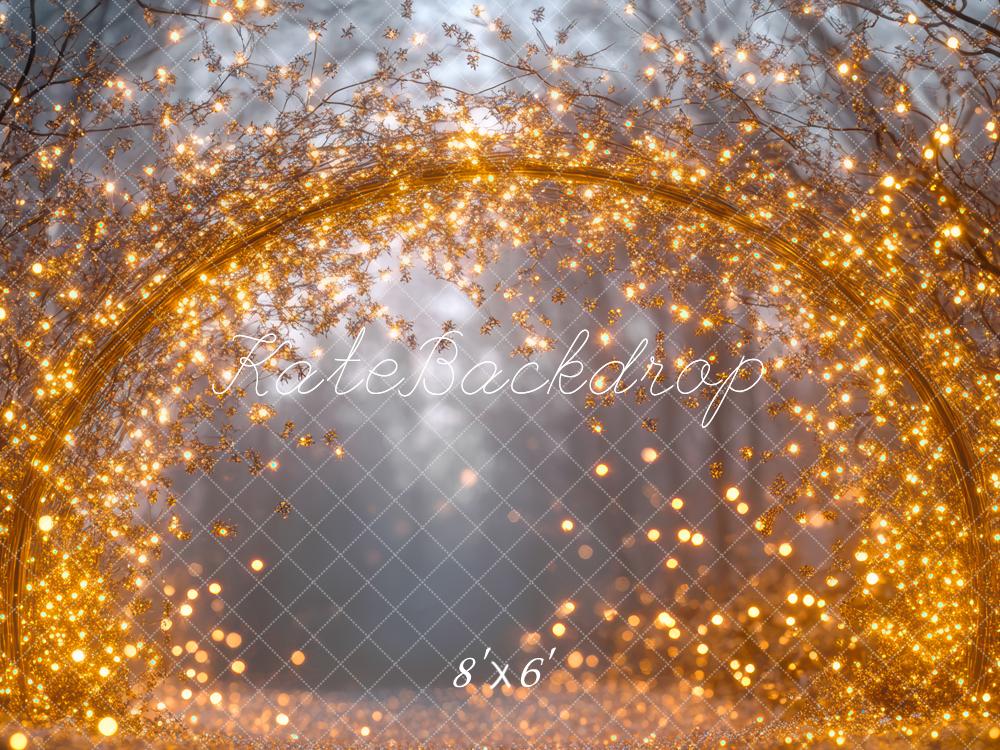 Kate Winter Lichterzweige Bokeh Gold Hintergrund Entworfen von Mini MakeBelieve - Kate Backdrop.de
