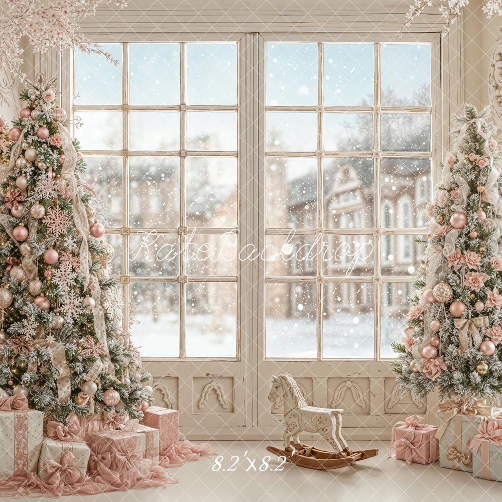 Kate Weihnachten Christbäume Fenster Pastell Hintergrund Entworfen von Emetselch - Kate Backdrop.de