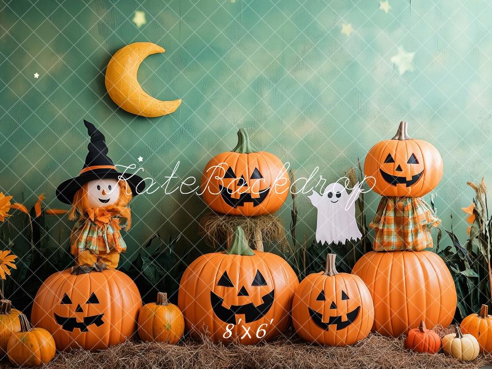 Kate Halloween Kürbisse Hexe Geist Hintergrund Entworfen von Patty Roberts - Kate Backdrop.de