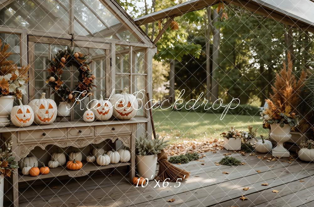 Kate Halloween Kürbisse Kranz Landhausstil Hintergrund Entworfen von Mini MakeBelieve - Kate Backdrop.de