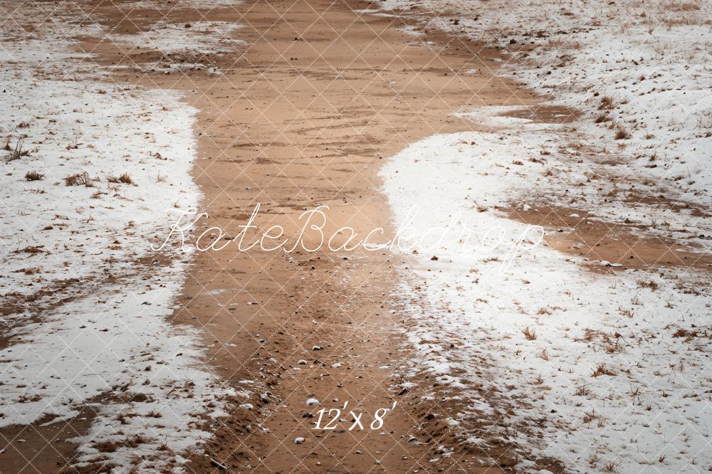 Kate Winter Feldweg Schnee Braun Fleece Hintergrund Entworfen von Kate Image