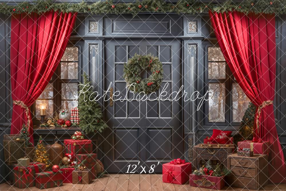 Kate Weihnachten Tür Geschenke Rot Hintergrund Entworfen von Emetselch - Kate Backdrop.de