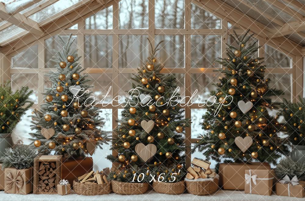 Kate Weihnachten Tannenbäume Geschenke Rustikal Hintergrund Entworfen von Mini MakeBelieve - Kate Backdrop.de