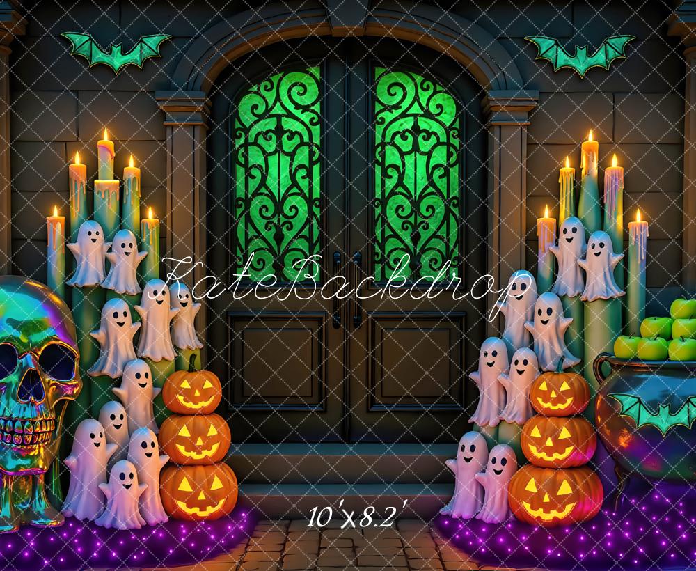 Kate Halloween Geister Kürbisse Kerzen Hintergrund Entworfen von Mini MakeBelieve - Kate Backdrop.de
