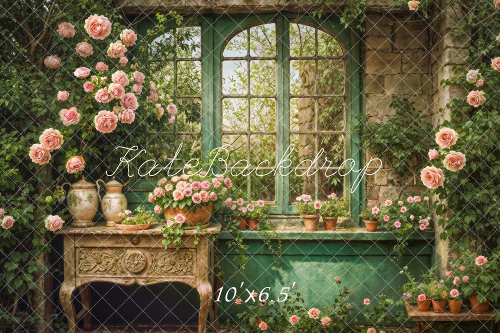 Kate Garten Fenster Rosen Vintage Hintergrund Entworfen von Emetselch - Kate Backdrop.de