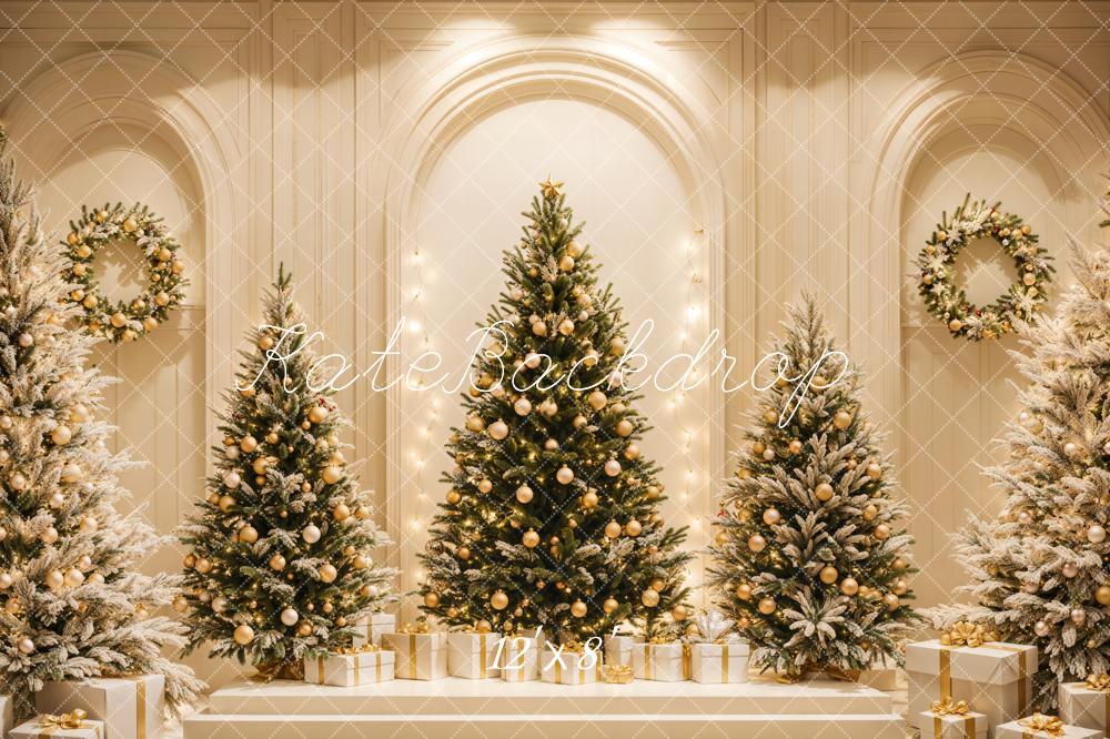 Kate Weihnachten Tannenbaum Gold Geschenkboxen Fleece Hintergrund Entworfen von Emetselch